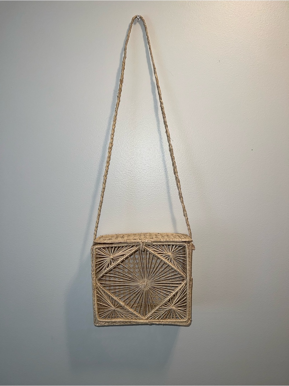 Woven Straw Square Crossbody Bag